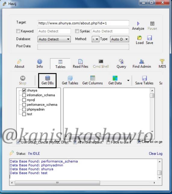 sql injection with havij