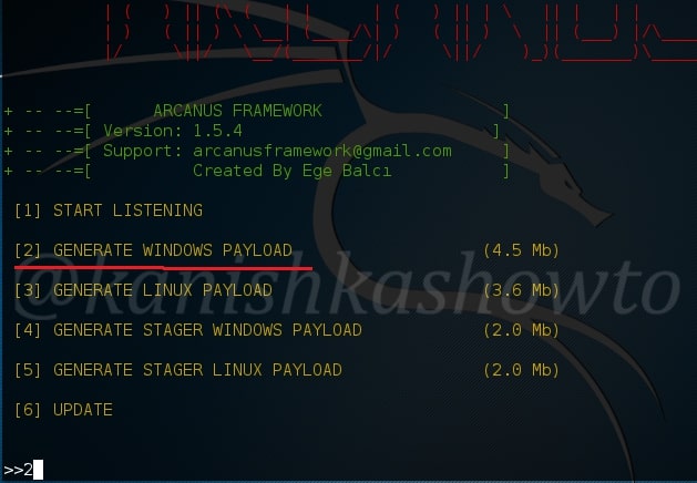 Image explaining Windows hacking with Arcanus framework