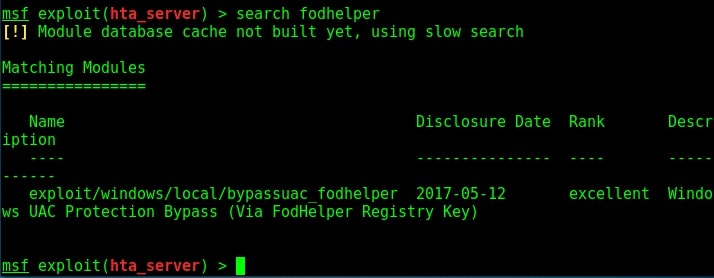 Image explaining about Windows privilege escalation with fodhelper module